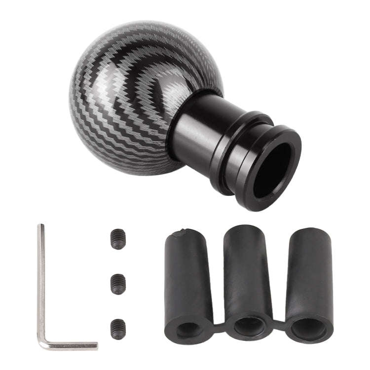 Universal Car Carbon Fiber Texture Metal Gear Shift Knob, Black, Red, Silver Black