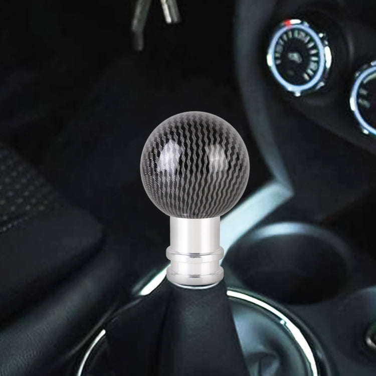 Universal Car Carbon Fiber Texture Metal Gear Shift Knob, Black, Red, Silver Black