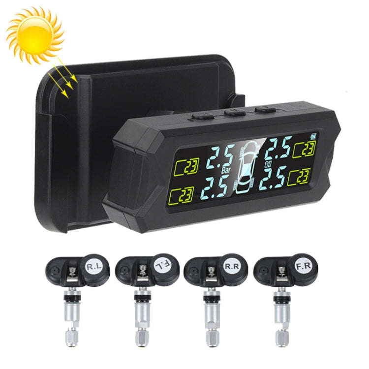 Car High Precision Solar Charging Tire Pressure Monitoring System TPMS, Built-in Voice Sensor, Bu...