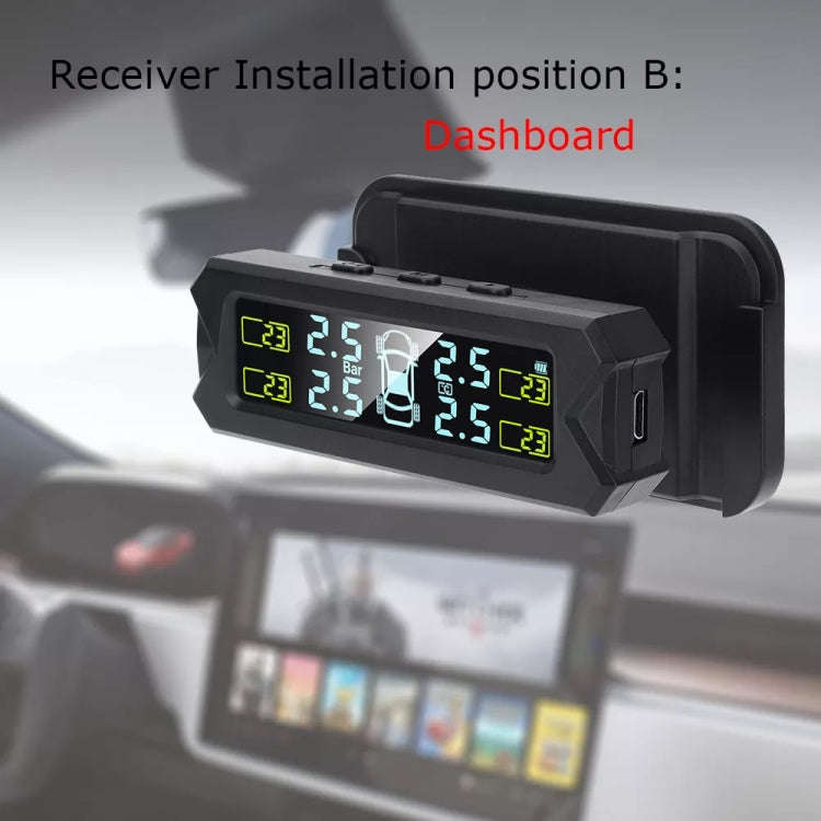 Car High Precision Solar Charging Tire Pressure Monitoring System TPMS, Built-in Voice Sensor, Bu...