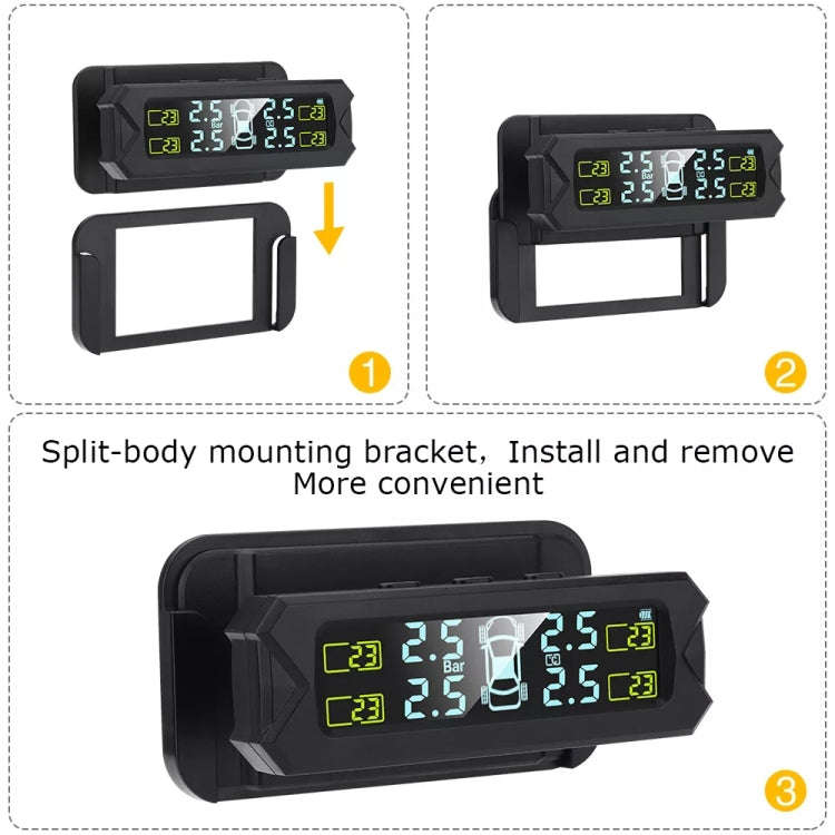 Car High Precision Solar Charging Tire Pressure Monitoring System TPMS, External Beep Sensor, Ext...