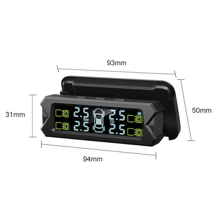 Car High Precision Solar Charging Tire Pressure Monitoring System TPMS, External Beep Sensor, Ext...