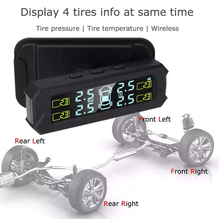 Car High Precision Solar Charging Tire Pressure Monitoring System TPMS, External Beep Sensor, Ext...