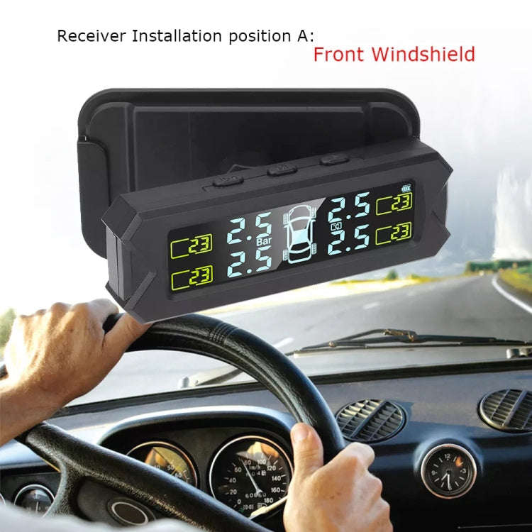 Car High Precision Solar Charging Tire Pressure Monitoring System TPMS, External Beep Sensor, Ext...