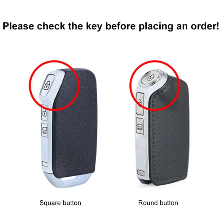 For Kia Car Cowhide Leather Key Protective Cover Key Case, Square Version, For Kia, Square Version
