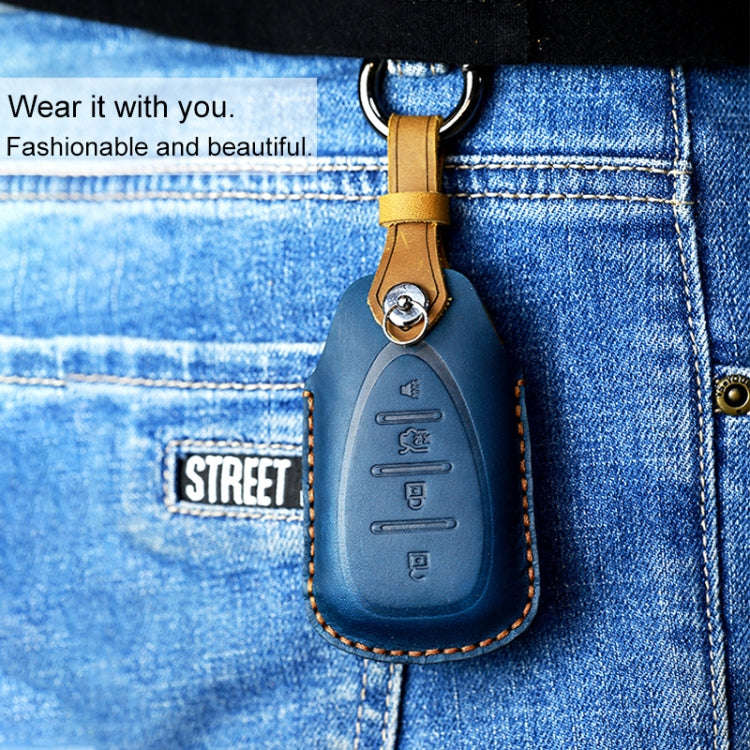 For Chevrolet Car Cowhide Leather Key Protective Cover Key Case, Four Keys Version, For Chevrolet...