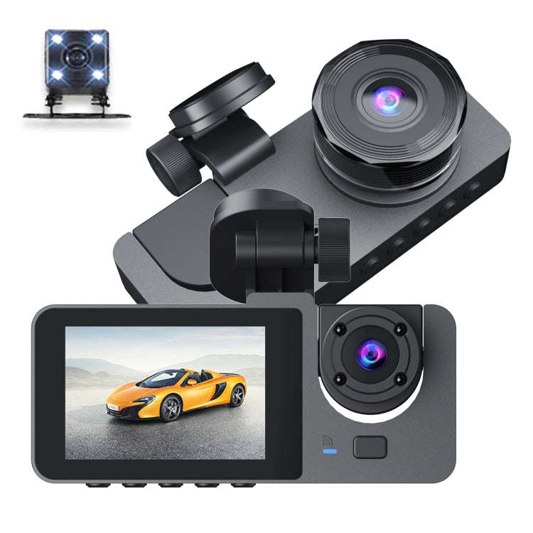 A2 Triple Lens Car Dash Camera Driving Recorder, A2 (Black)