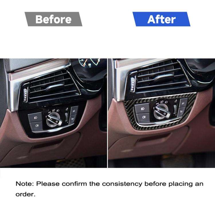 Car Carbon Fiber Headlight Switch Solid Color Decorative Sticker for BMW G01 X3 2018-2020 / G02 X...