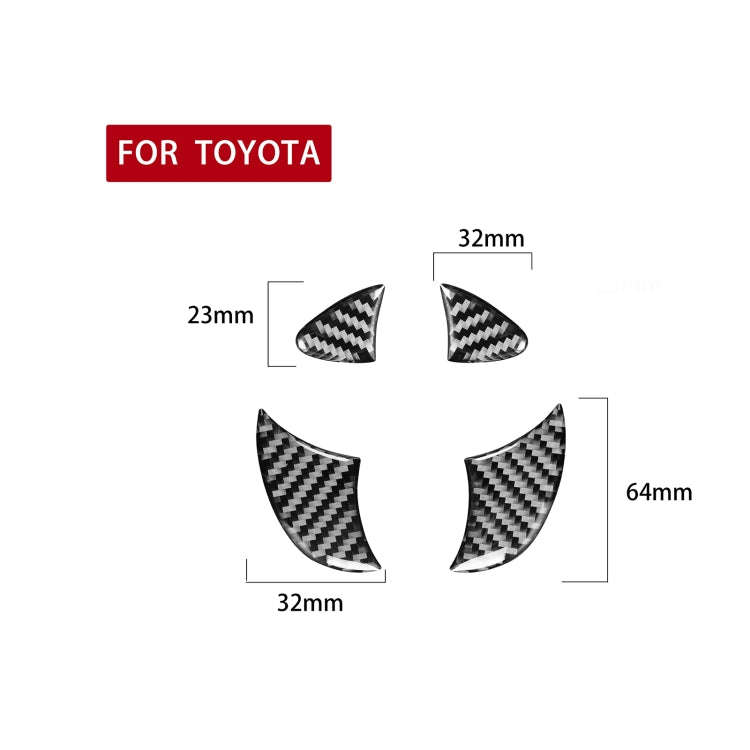 4 PCS / Set Carbon Fiber Car Front Middle Net Logo Decorative Sticker for Toyota 4Runner 2010-202...