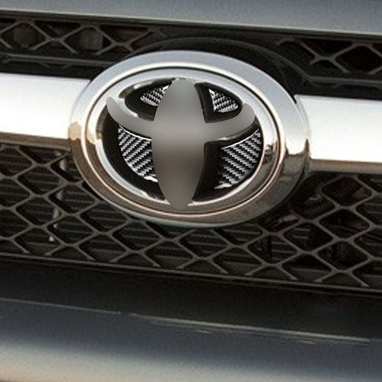 4 PCS / Set Carbon Fiber Car Front Middle Net Logo Decorative Sticker for Toyota 4Runner 2010-202...
