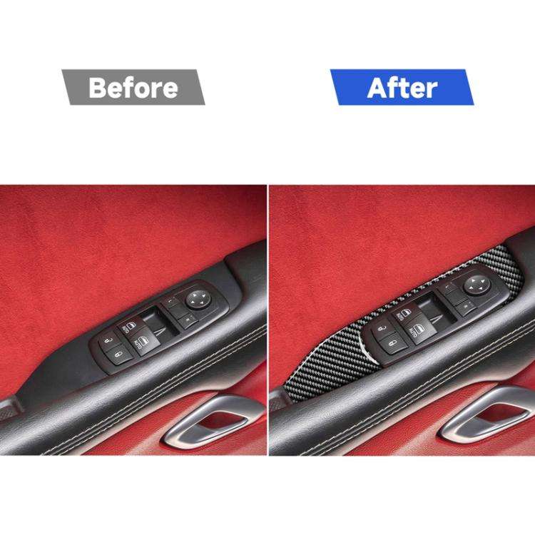 Carbon Fiber Car Window Lift Panel Decorative Sticker for Dodge Challenger 2015 to Now, Left Driv...