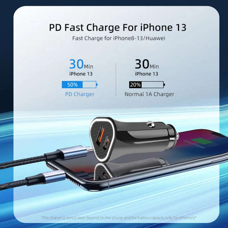 PD + QC3.0 Car 2 in 1 Triangle Fast Charger Car Cigarette Lighter, Car Triangle Charger