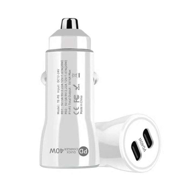 40W Dual PD Car 2 in 1 Fast Charger Car Cigarette Lighter, 40W Black, 40W White