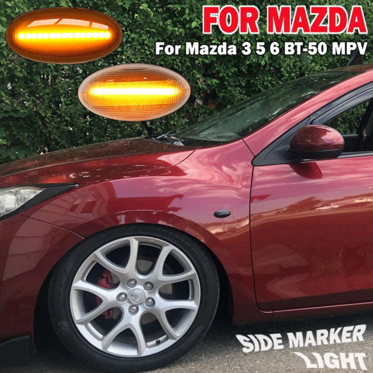 2pcs For Mazda 2 DY 2003-2007 Car Dynamic LED Fender Side Light, For Mazda 2 DY 2003-2007 (Transp...