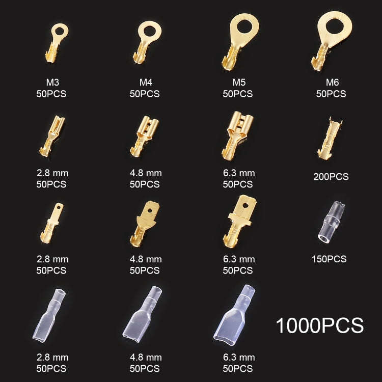 1000 in 1 Cable Spade Plug Connector DIY Terminal Connectors, 1000 in 1