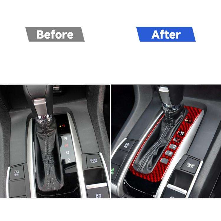 Car Carbon Fiber Gear Button Frame Decorative Sticker for Honda Tenth Generation Civic 2016-2019,...