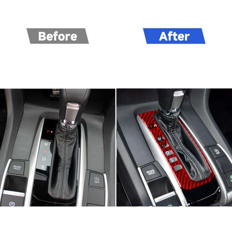 Car Carbon Fiber Gear Button Frame Decorative Sticker for Honda Tenth Generation Civic 2016-2019,...
