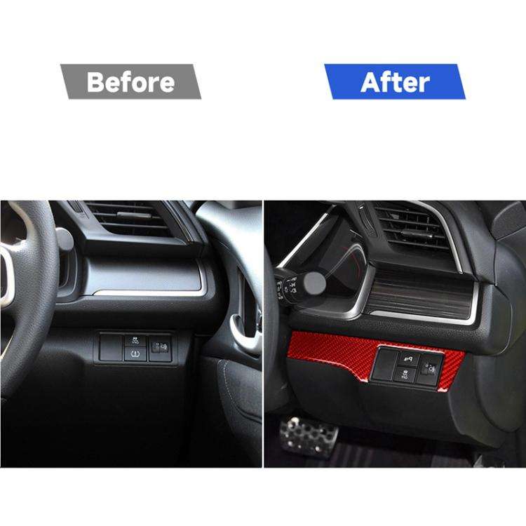 Car Carbon Fiber Headlight Switch Panel Decorative Sticker for Honda Tenth Generation Civic 2016-...