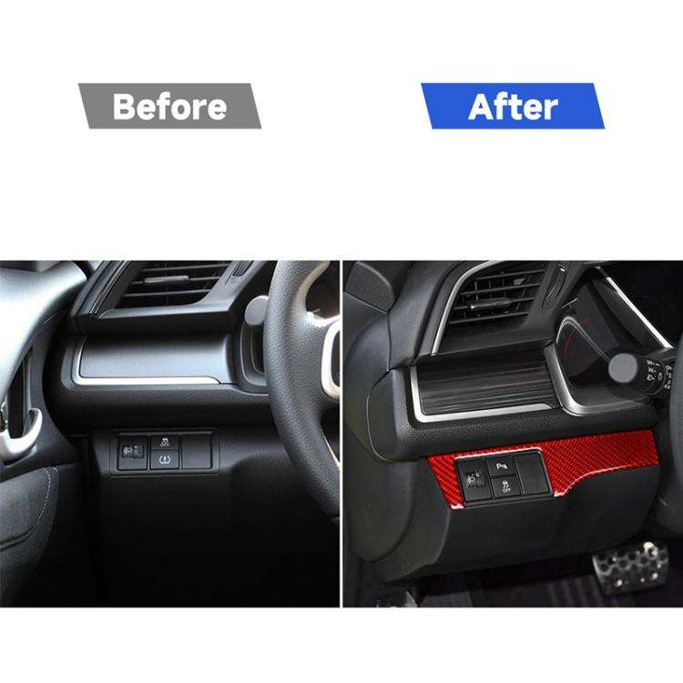 Car Carbon Fiber Headlight Switch Panel Decorative Sticker for Honda Tenth Generation Civic 2016-...