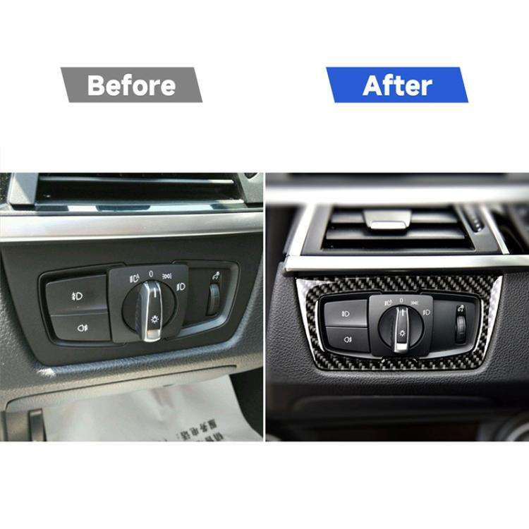 Carbon Fiber Car Headlight Switch Decorative Sticker for BMW F30 2013-2017 / F34 2013-2017, Headl...