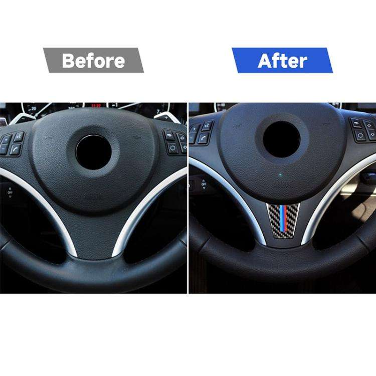 Large A Version Three Color Carbon Fiber Car Steering Wheel Decorative Sticker for BMW E90 2005-2...