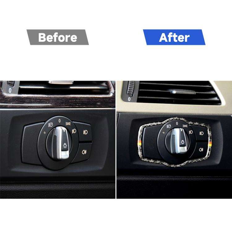 Yellow Red Color Carbon Fiber Car Headlight Switch Decorative Sticker for BMW E90 / E92 / E93 200...