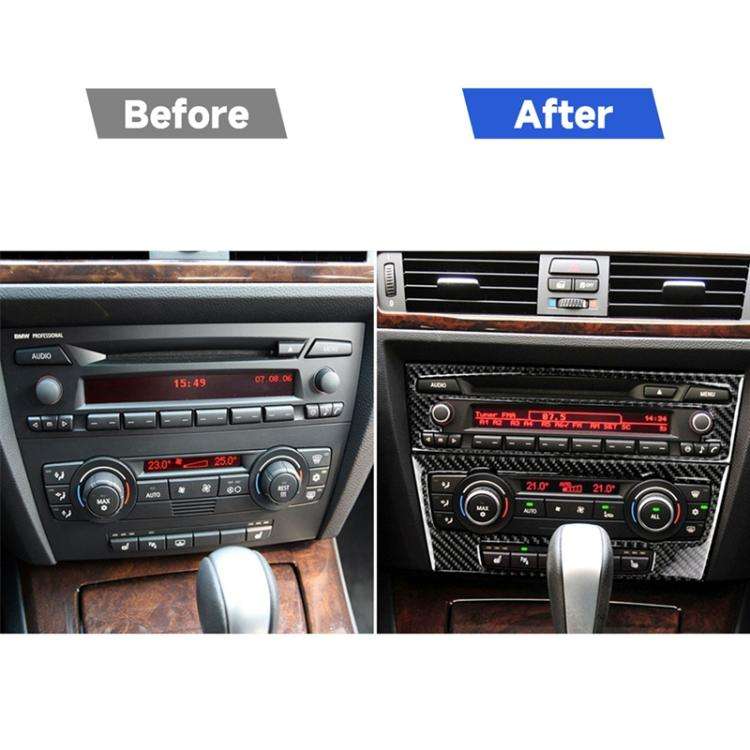 Carbon Fiber Car Central Control CD Panel Decorative Sticker for BMW E90 / E92 2005-2012, Non Nav...