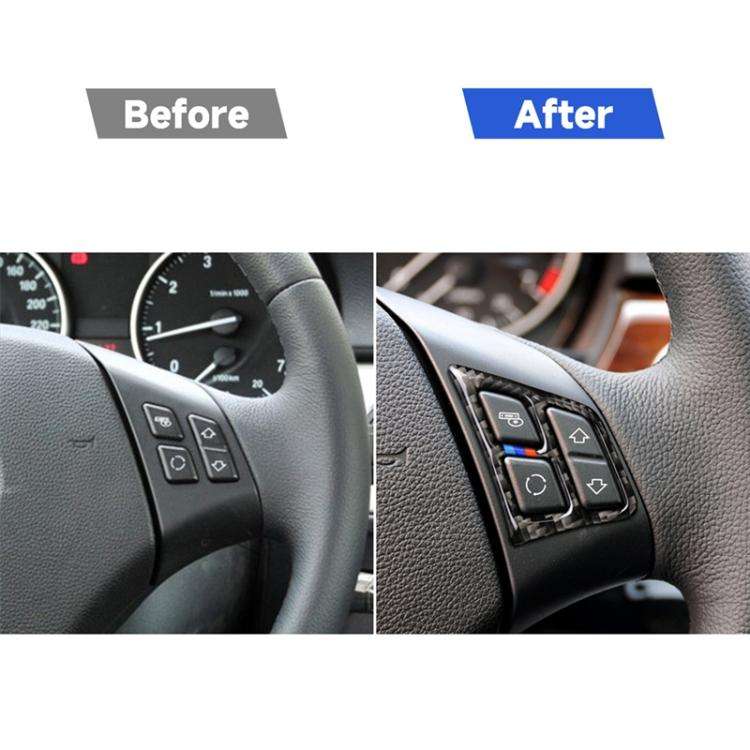 Three Color Carbon Fiber Car Steering Wheel Key Frame Decorative Sticker for BMW E90 2005-2012, K...