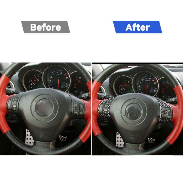 2 PCS Car Carbon Fiber Steering Wheel Decorative Sticker for Mazda RX8 2004-2008, Left and Right ...