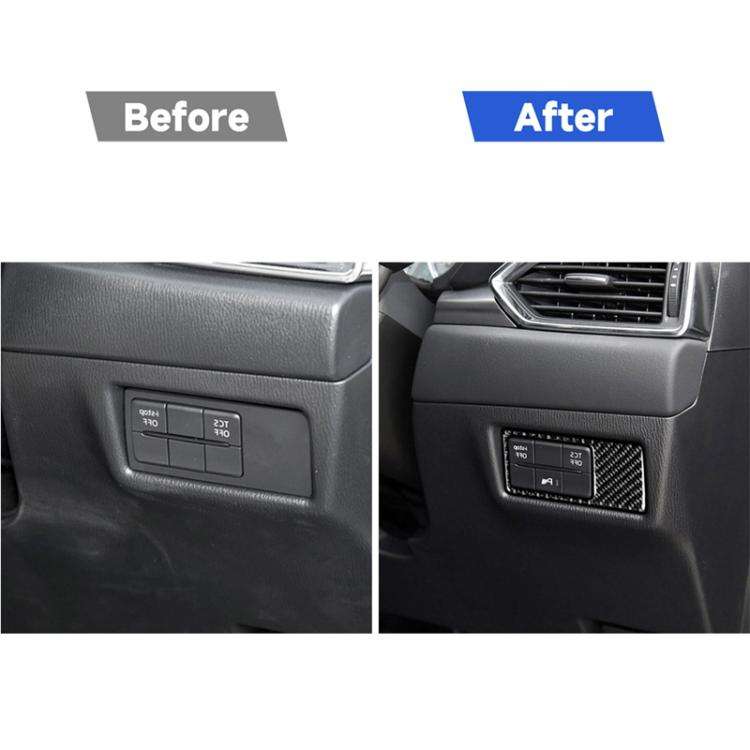 Car Carbon Fiber Headlight Panel Decorative Sticker for Mazda CX-5 2017-2018, Right Drive, Headli...