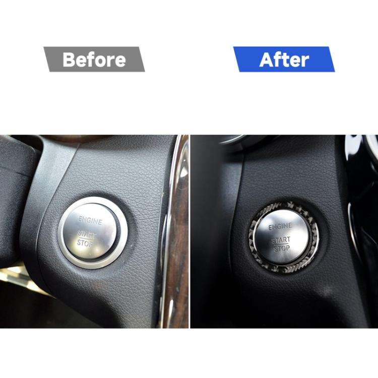 Car Carbon Fiber Solid Color One-click Start Ring Decorative Sticker for Mercedes-Benz Left and R...