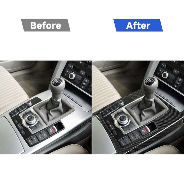 Car Carbon Fiber Gear Shift Position + Side Panel Decorative Sticker for Audi A6 2005-2011, Right...