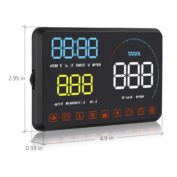 A9 5.5 inch Universal Car OBD2 HUD Vehicle-mounted Head Up Display, A9(Blue), A9(Yellow)
