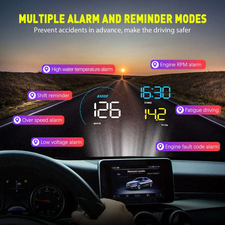 A9 5.5 inch Universal Car OBD2 HUD Vehicle-mounted Head Up Display, A9(Blue), A9(Yellow)