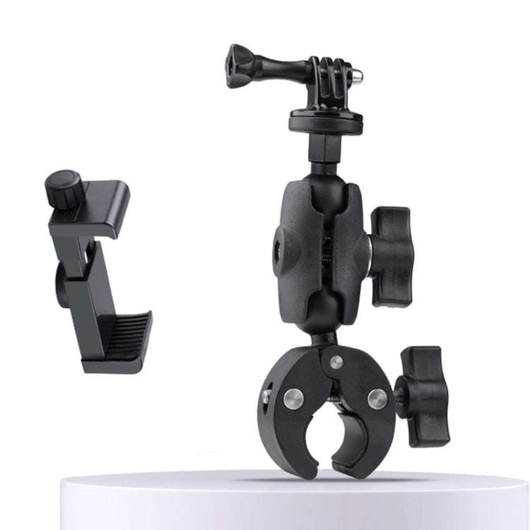 360 Rotation Adjustable Action Camera Bike Motorcycle Handlebar Holder with Phone Clamp, Standard...