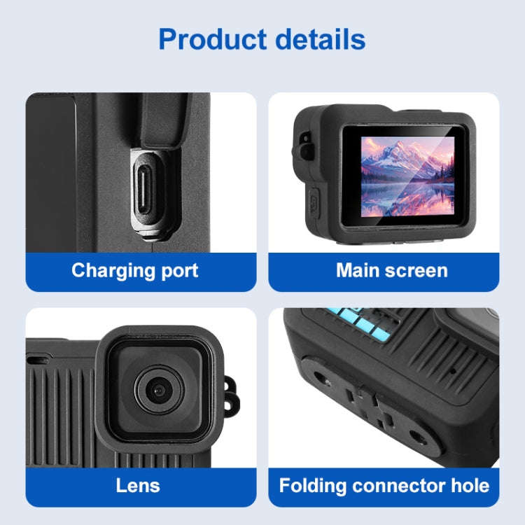 For GoPro HERO 2024 Silicone Protective Case Side Interface Cover with Wrist Strap & Lens Cover, ...