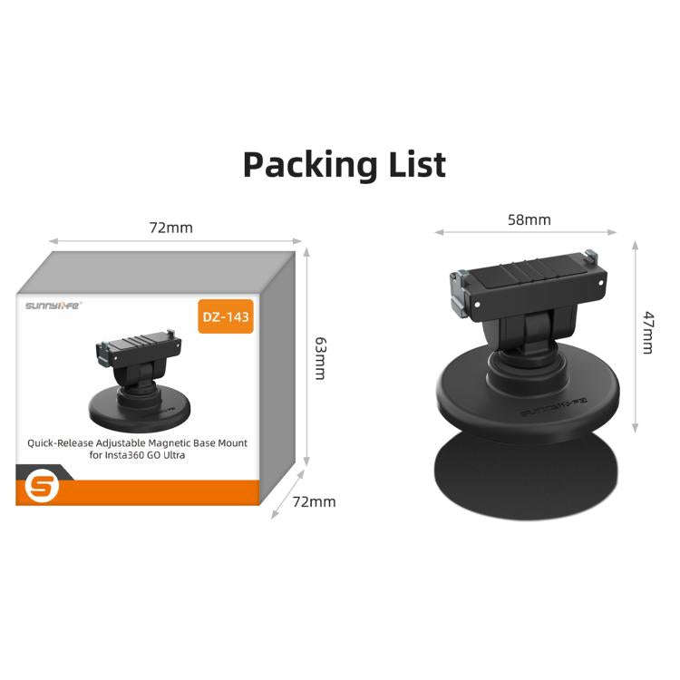 For Insta360 GO Ultra Sunnylife Quick-Release Magnetic Base Mount 1/4 180 Tilt Adjustable Tableto...