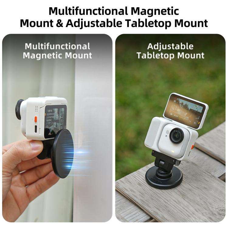 For Insta360 GO Ultra Sunnylife Quick-Release Magnetic Base Mount 1/4 180 Tilt Adjustable Tableto...