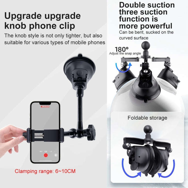 Single Suction Cup Articulating Friction Magic Arm Phone Clamp Mount, Single Suction Cup Magic Arm