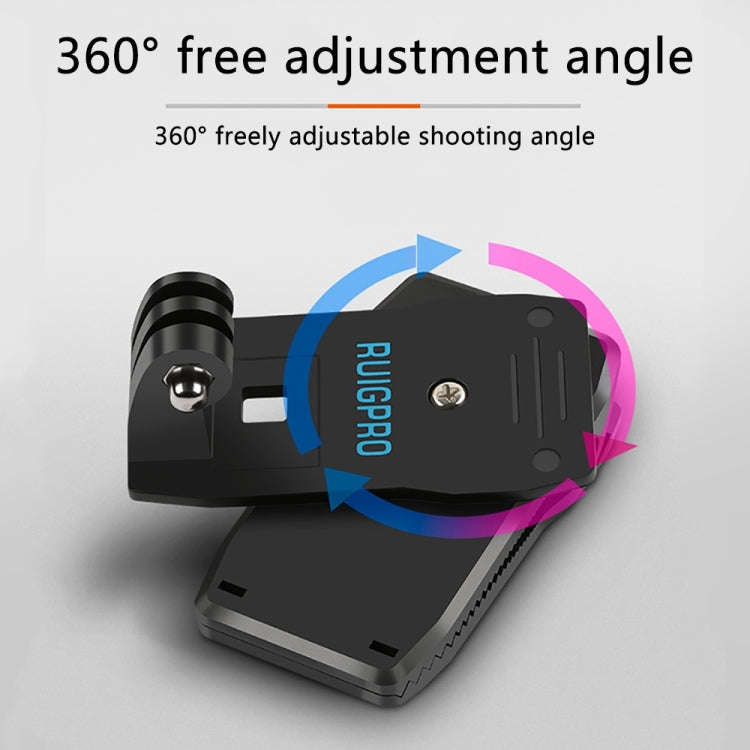 RUIGPRO 360 Degree Rotation Backpack Rec-Mounts Clip Clamp Mount + Phone Clamp for GoPro, Insta36...