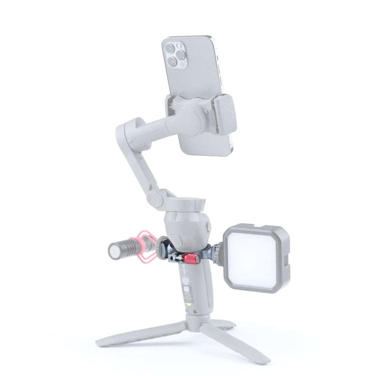 Stabilizer Extension Bracket Ring Adapter with Dual Cold Shoe Base for DJI OM4 / Osmo Mobile 3, B...