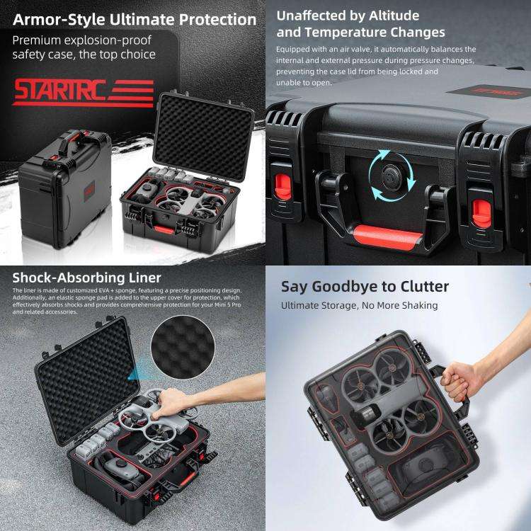 For DJI Avata 360 STARTRC Portable Waterproof Suitcase Motion-Sensing Fly Kit Storage Box, For DJ...