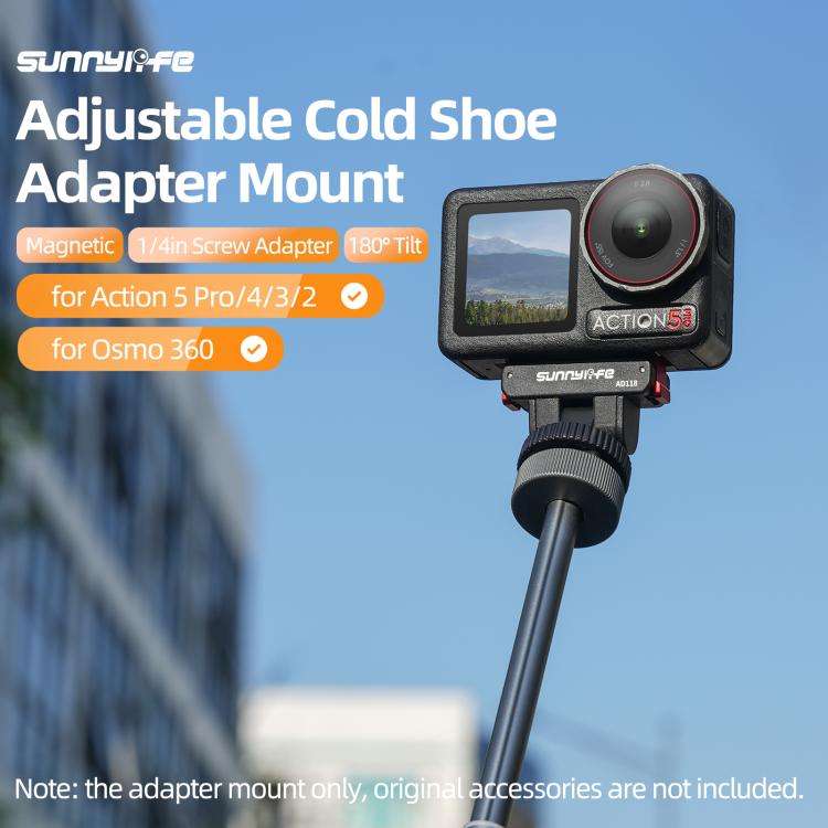 Sunnylife AD118 Sunnylife Cold Shoe Magnetic Quick Release Adapter Mount 1/4 180 Tilt Adjustable ...