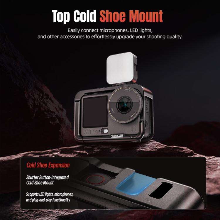 For DJI Osmo Action 6 STARTRC Metal Cage Frame with Cold Shoe, For DJI Osmo Action 6 Metal Cage