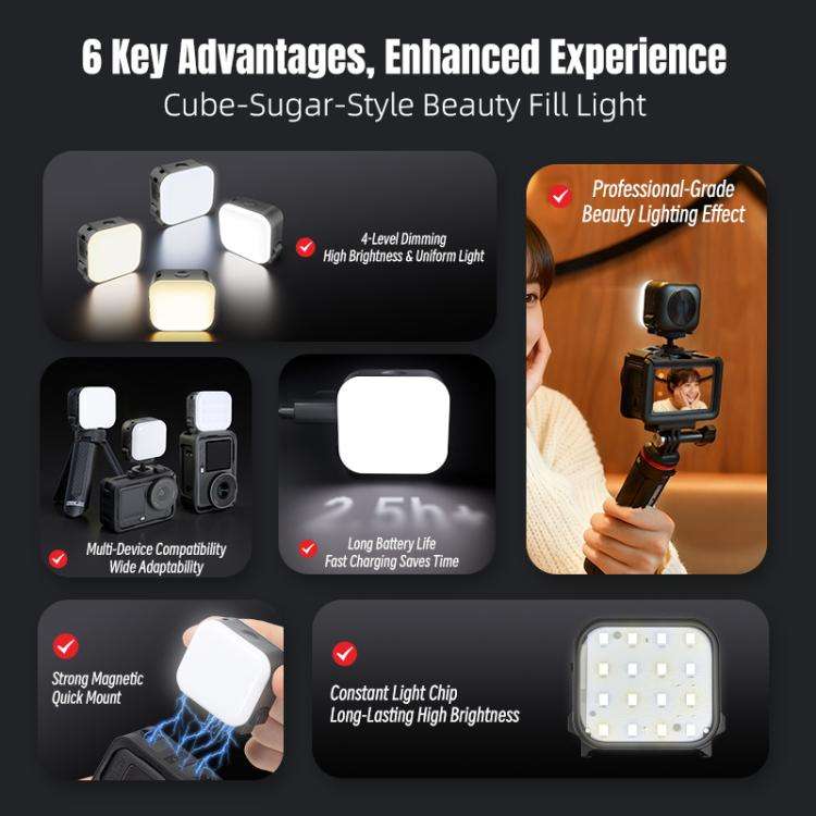 For DJI Osmo Pocket 3 STARTRC Cat Ears Magnetic Three Colors LED Fill Light with Fixed Clamp, For...
