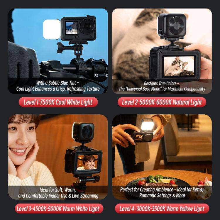 For DJI Osmo Pocket 3 STARTRC Cat Ears Magnetic Three Colors LED Fill Light with Fixed Clamp, For...