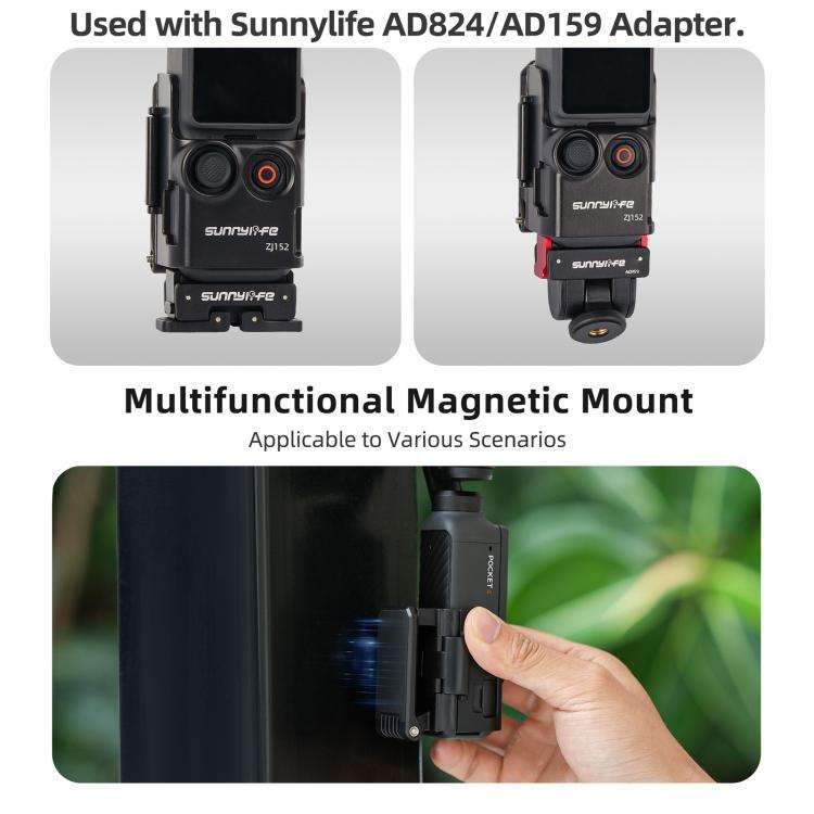 For DJI Osmo Pocket 4 / 3 Sunnylife Multifunctional Magnetic Mount Tabletop Base Bracket Angles A...