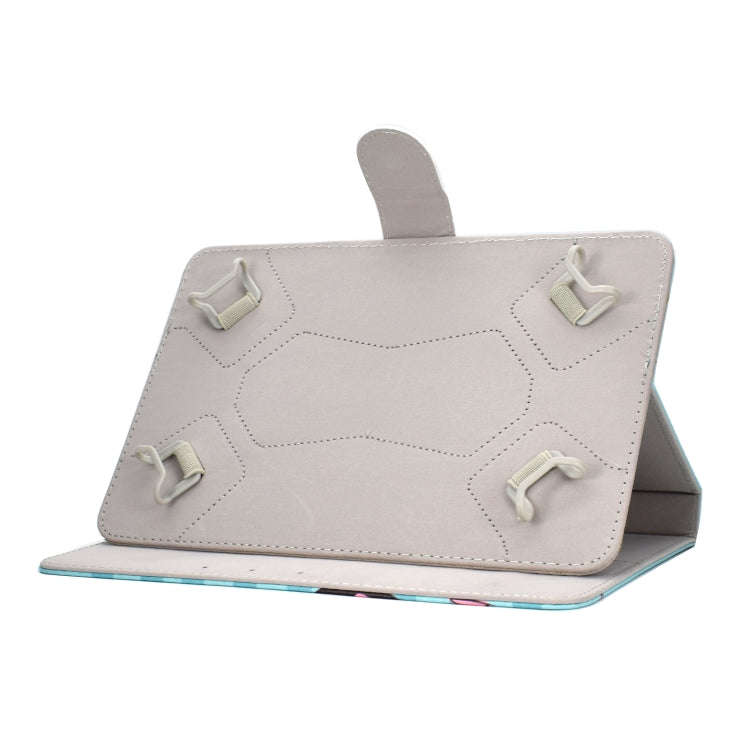 Colored Pattern Drawing Horizontal Flip PU Leather Case with Three-folding Holder & Sleep / Wake-...