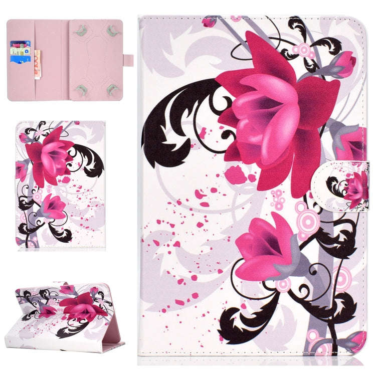 Colored Pattern Drawing Horizontal Flip PU Leather Case with Three-folding Holder & Sleep / Wake-...