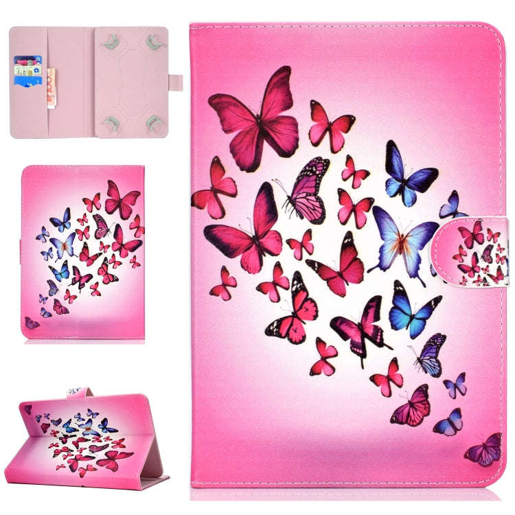 Colored Pattern Drawing Horizontal Flip PU Leather Case with Three-folding Holder & Sleep / Wake-...